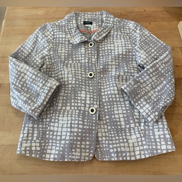 Kate Spade Light Grey and White Blazer with Pockets and 3/4 Sleeves